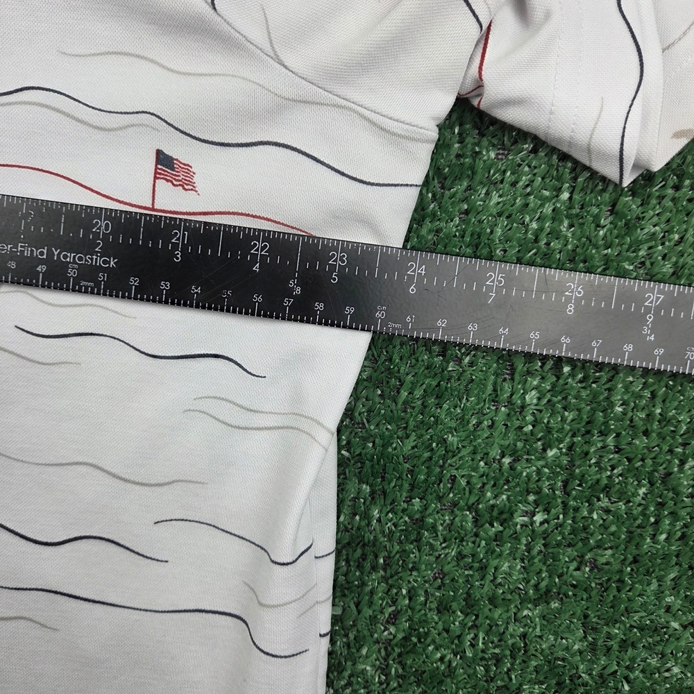 TravisMathew Mens XXL Polo Shirt Gray Palm Tree American Flag Golf Performance - Picture 5 of 6